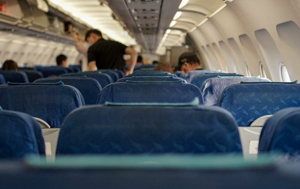 Interior of an airplane.