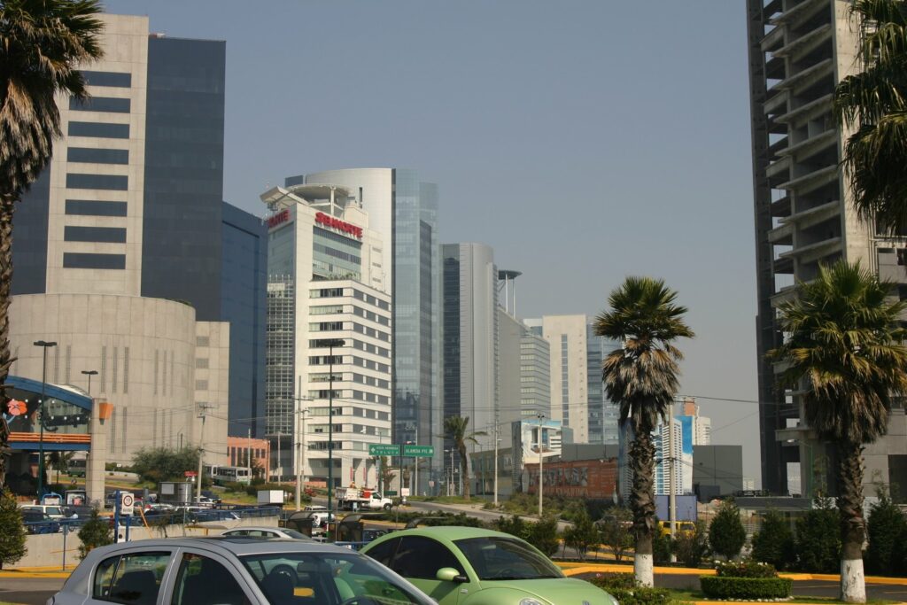 Several buildings in Mexico City.