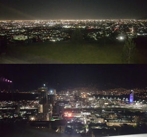 View of Monterrey from an observation deck at night.