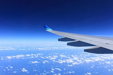 The wing of an airplane.