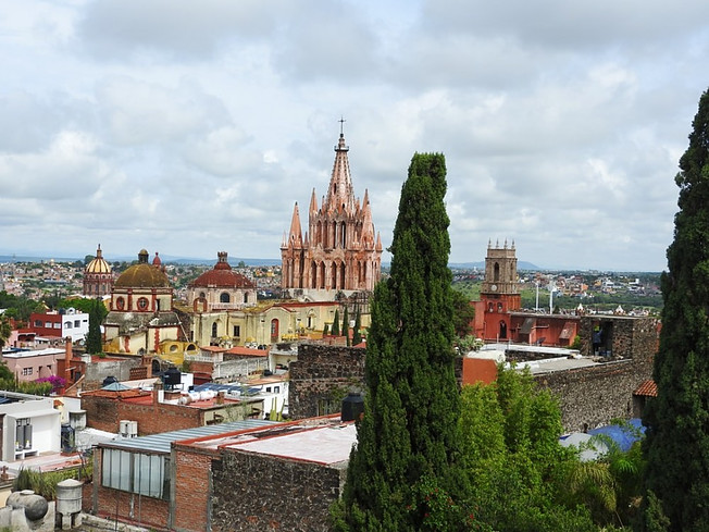 View of San Miguel de Allende with the Cathedral in the background.