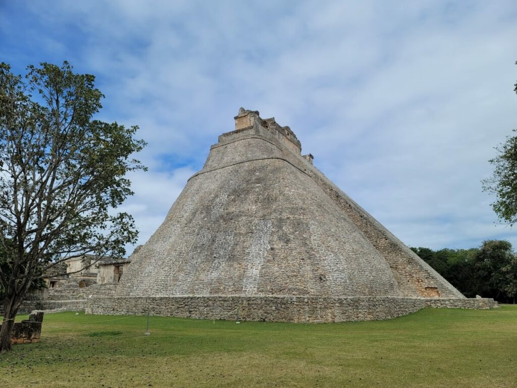 An oval Maya pyramid.