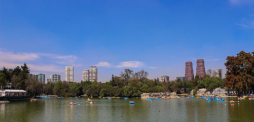Chapultepec People riding boats in Chapultepec lake.