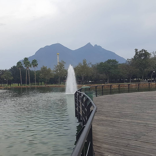 Parque Fundidora with the Cerro de la Silla in the background.