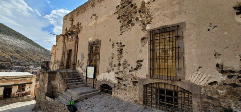 Stone facade of an old building.