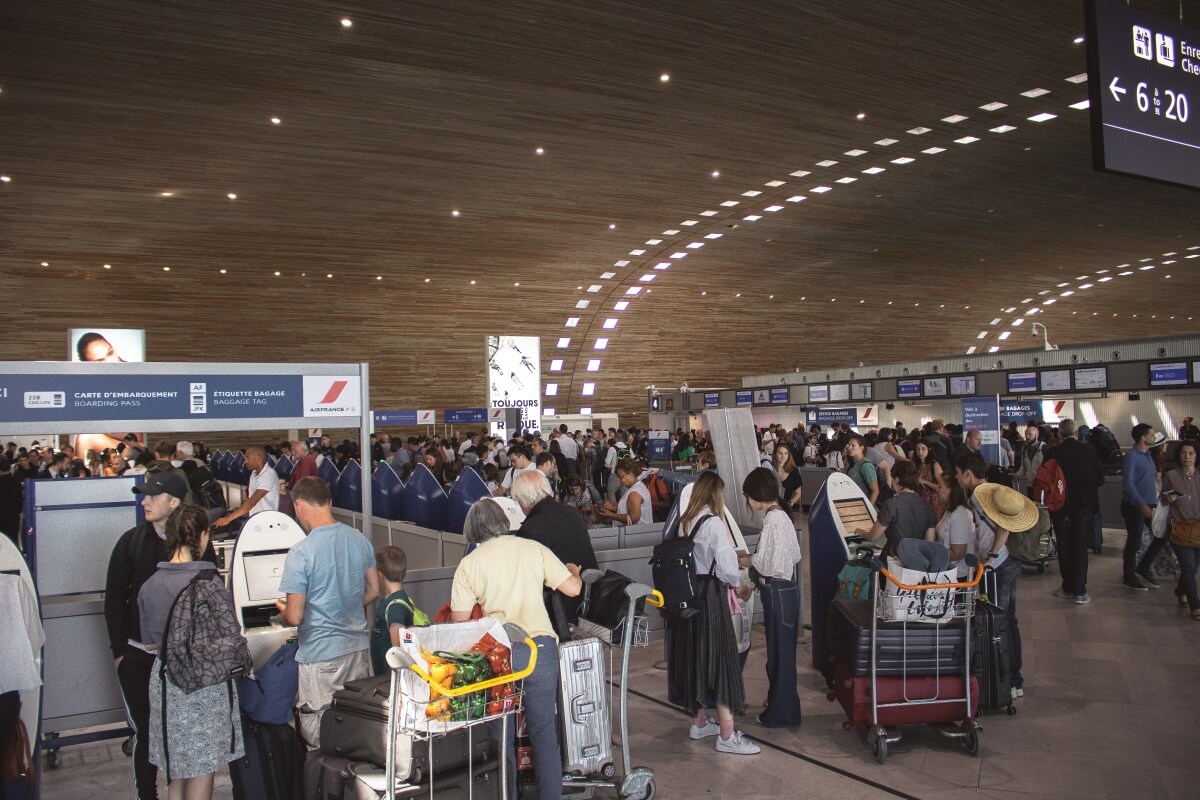 Screening line at the airport.