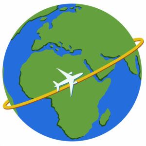 Plane traveling around the world.