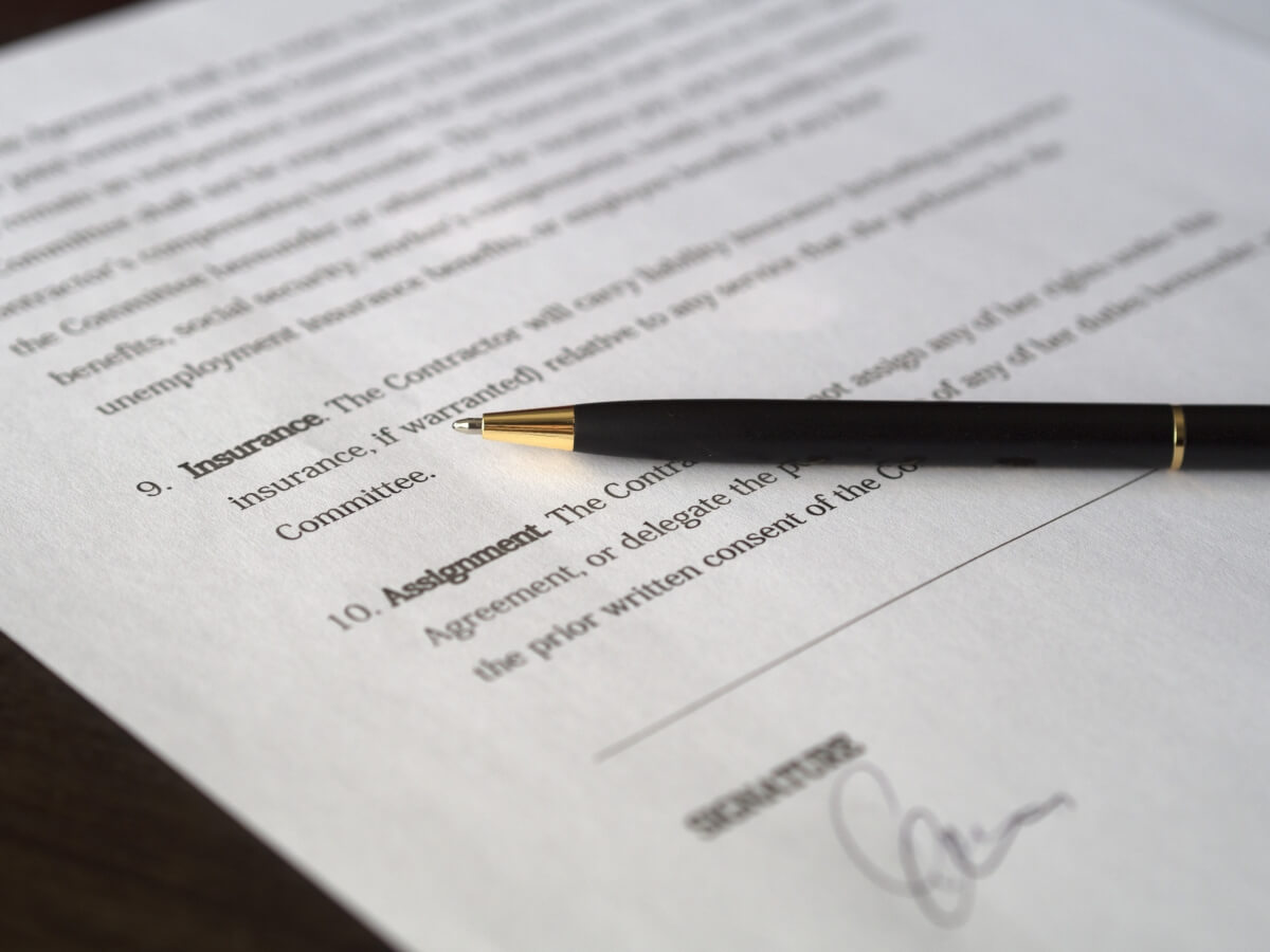 Black pen on a legal document.