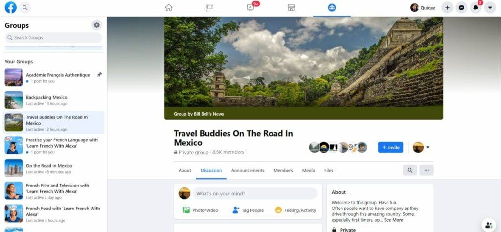 Facebook travel groups