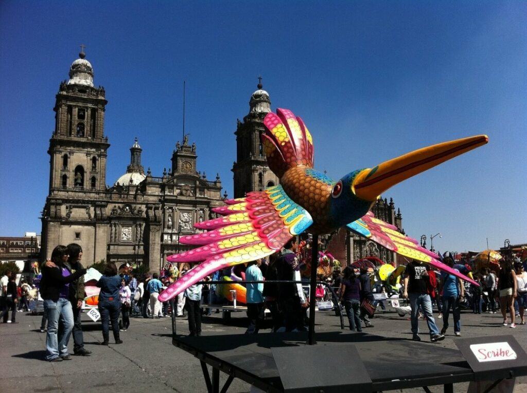 Mexican handcraft in front of the Cathedral of Mexico City.