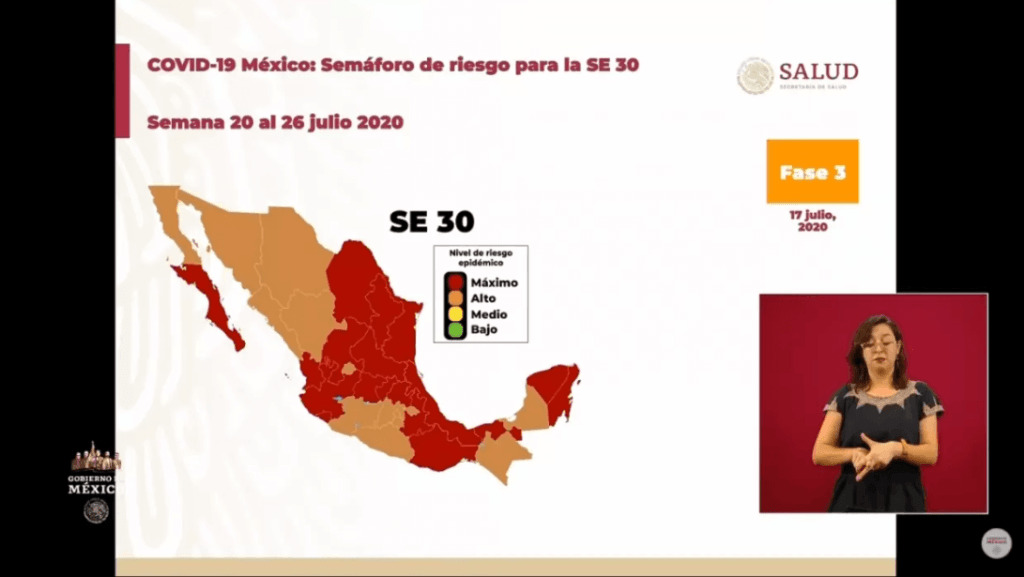 Covid-19 map of Mexico for July.