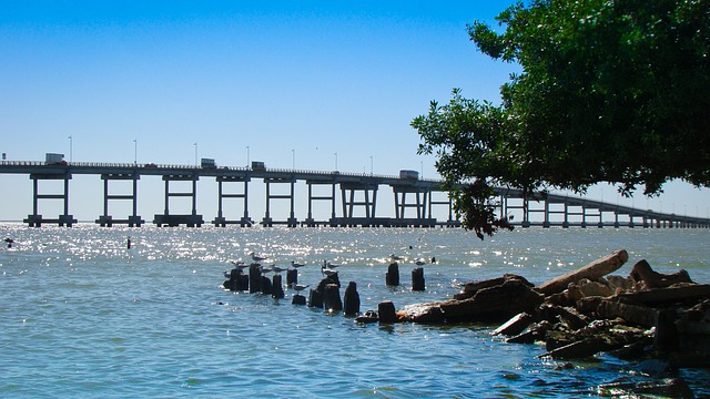 Bridge crossing the ocean.