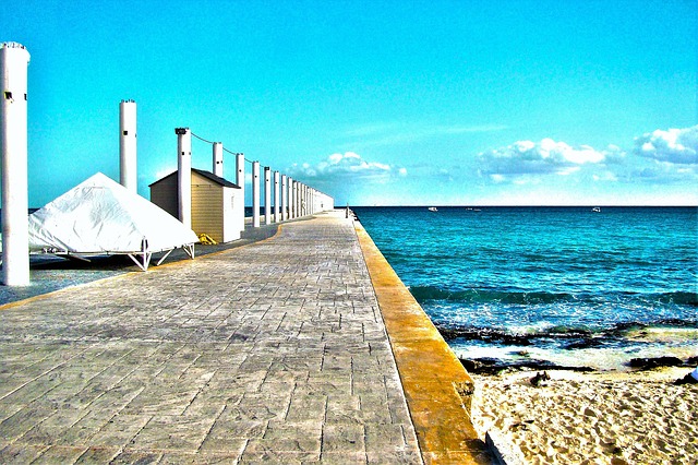 Sea wall in Playa del Carmen.