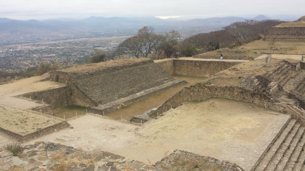 Pyramid ruins in Monte Alban, Oaxaca.