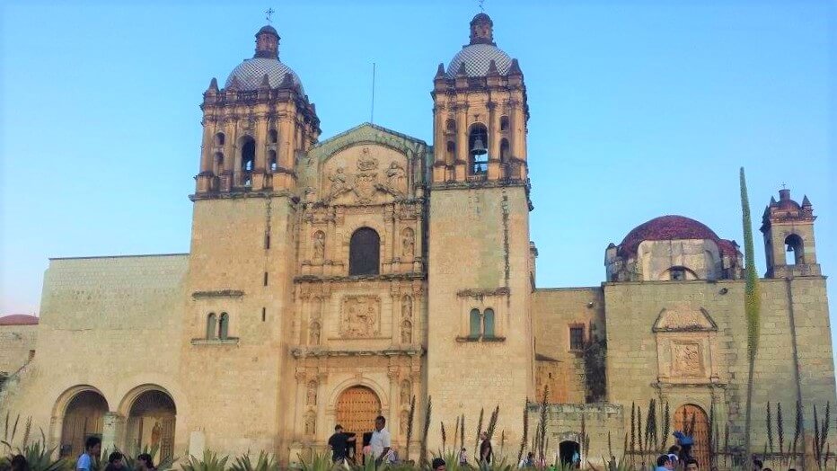 Golden facade of the Templo de Santo Domingo de Guzman in Oaxaca City.