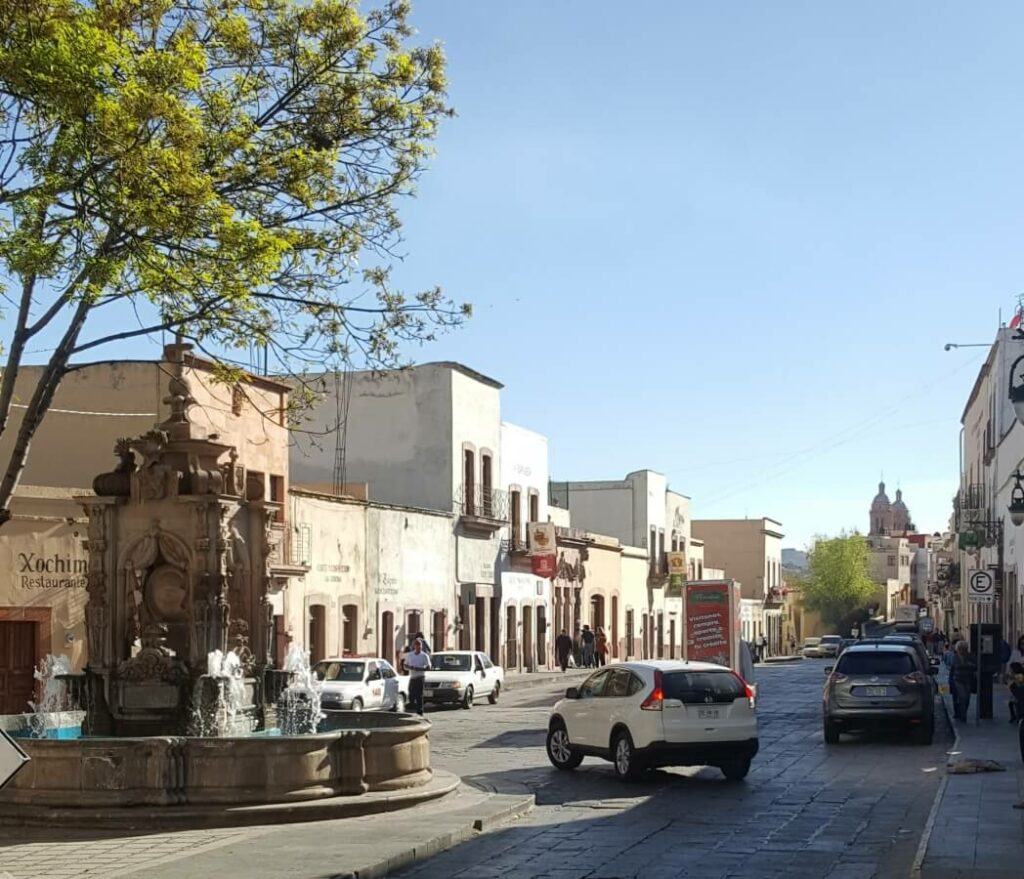 Fountain on a street in Zacatecas.