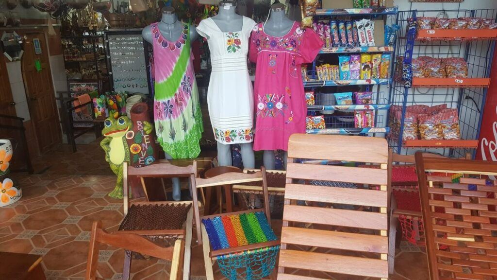 Colorful dresses and other handicrafts in Campeche.