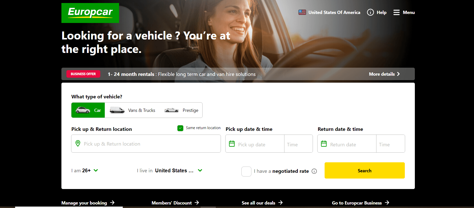 Europcar's homepage.