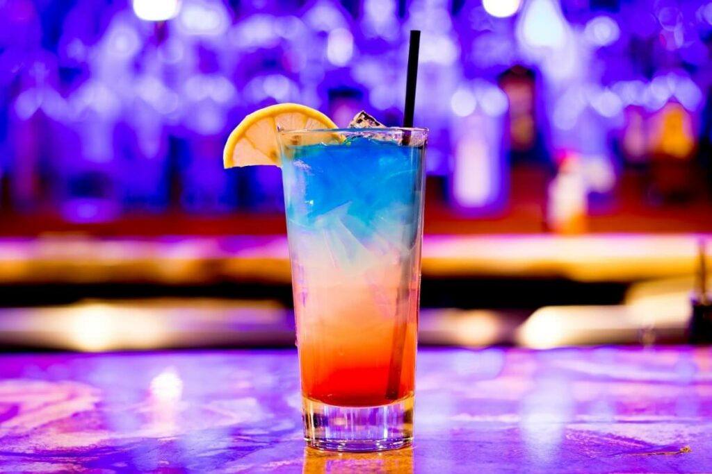 A cocktail at a bar.