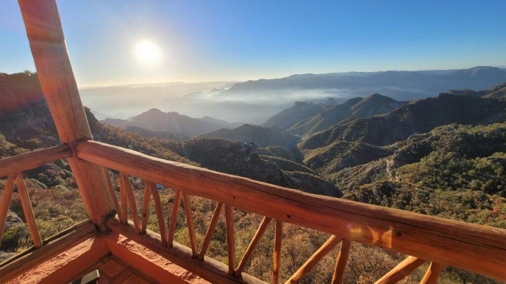 Sunrise view from a balcony.